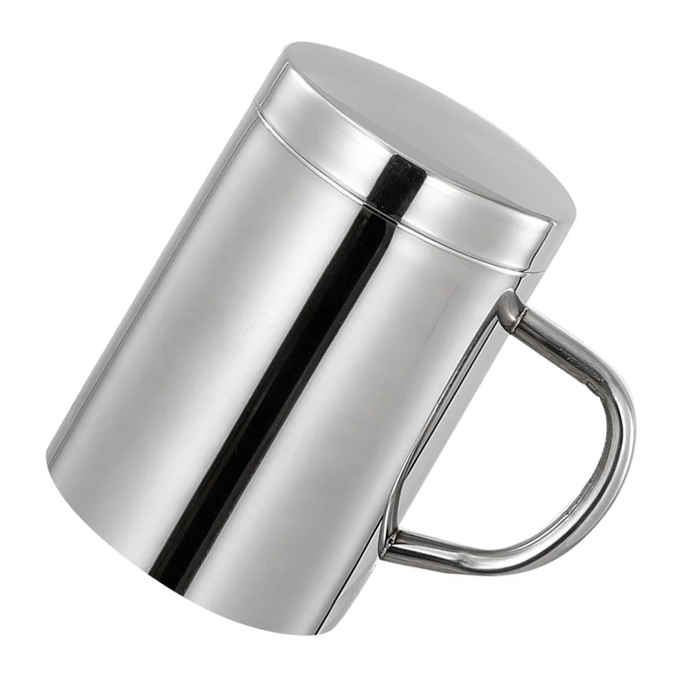 

1Pc Stainless Steel Mug Household Water Storage Cup Simple Tea Cup with Handle