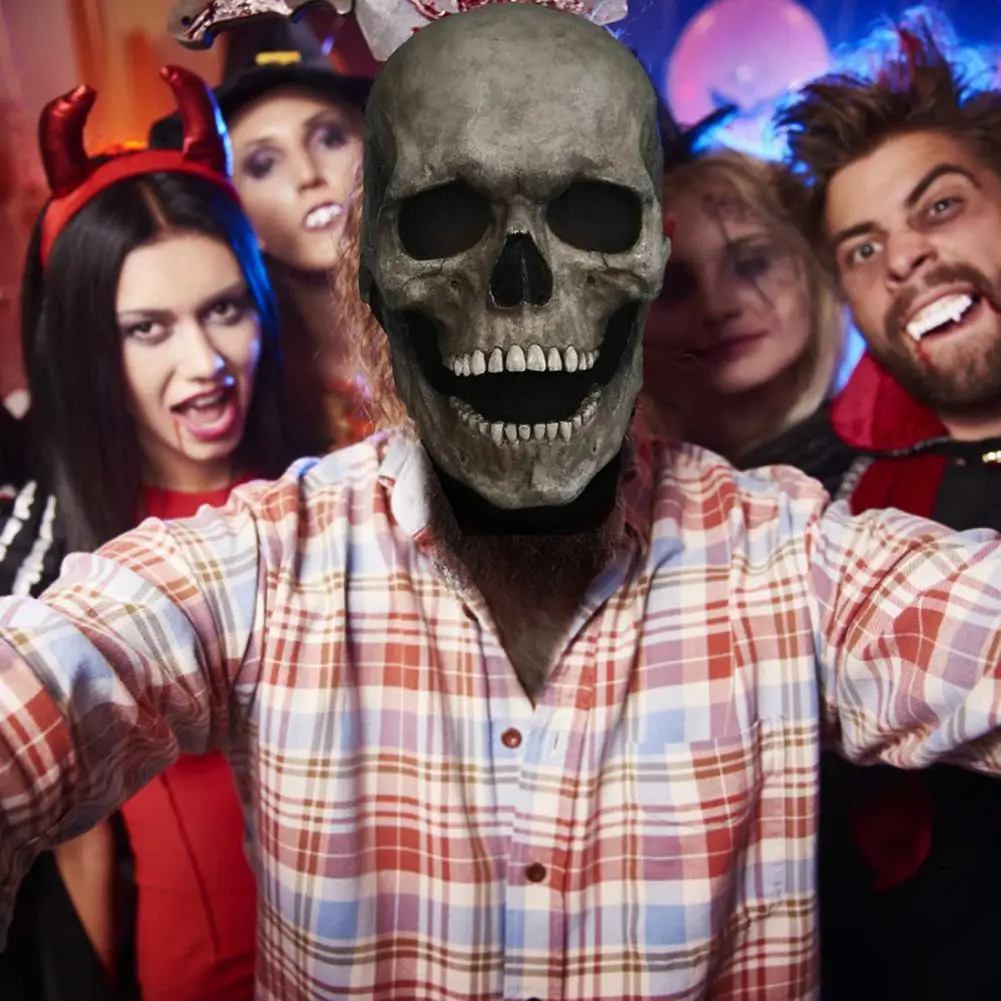 

Halloween Masks Horror Decor For Home Movable Mouth Scary Skull Face Cover Cosplay Party Supplies Halloween Accessories