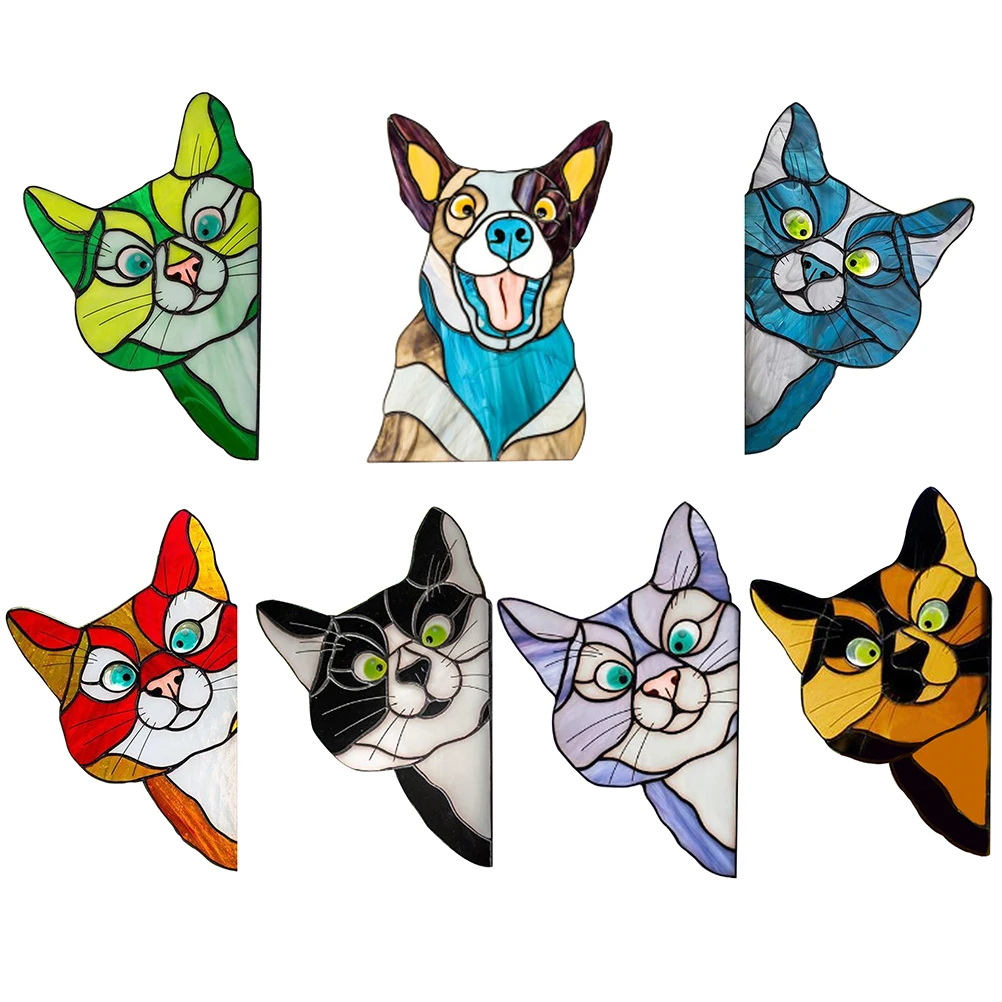 

Colorful Pet Glass Window Stickers Creative Cartoon Cat Glass Decoration Sticker Lovely Self-adhesive Waterproof Home Decoration