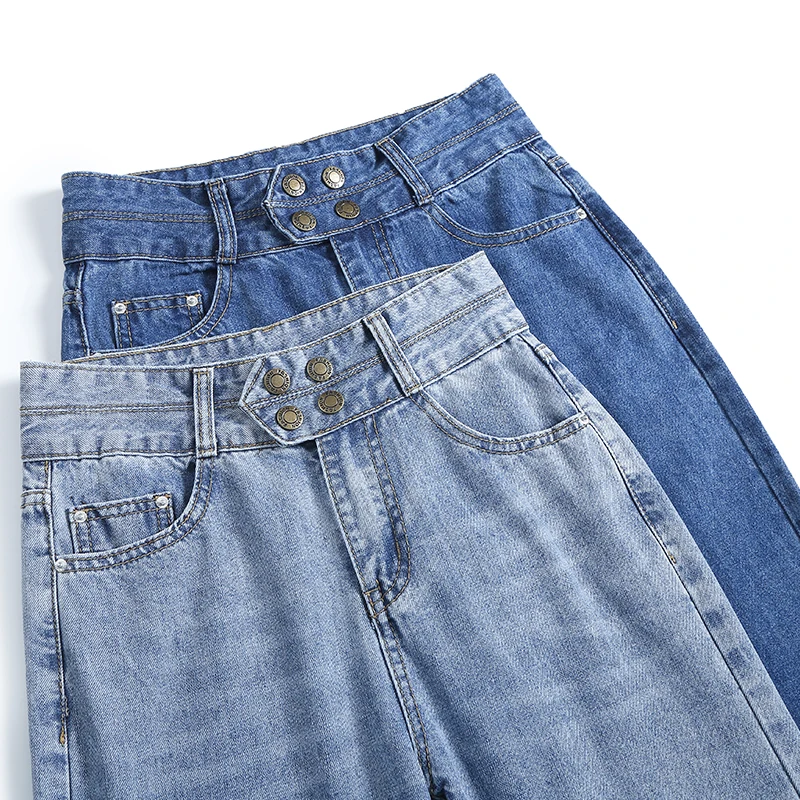 

SHINYMORA New High Waist Casual Loose Women Jeans Vintage Long Wide Leg Simple Style Straight Female Jeans Pants 2020