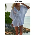 2022 сексуальное летнее пляжное платье в стиле бохо, женская пляжная одежда, хлопковая туника, Свободная Женская одежда, Клубное вечернее платье Q763