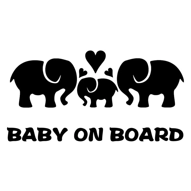 

Cover Scratches Creativity Elephant Family BABY ON BOARD Window Car Sticker Accessories Fashion Bumper Vinyl Decal 17cmX9cm
