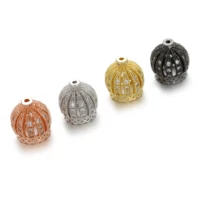 3pcslot crown cap pendant copper brass spacer charms beads micro pave cz zircon beads jewelry bracelet making diy findings
