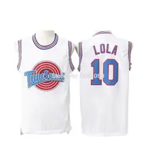 Costume Space Shirts Jam Tops Movie Tune LOLA Squad Bunny #10 Basketball Jersey Stitched White Color S M L XL JORDAN Tops Tee