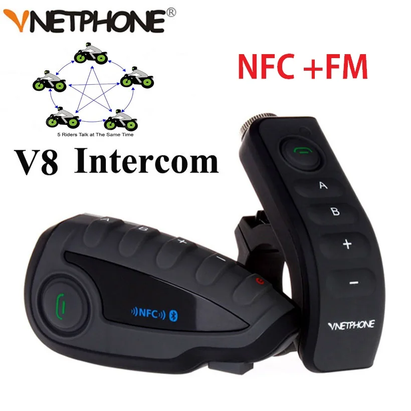 VNETPHONE V8 VS Интерком водонепроницаемый 5 полосный групповой разговор Bluetooth