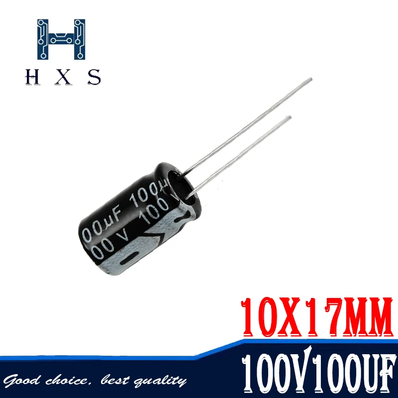 

20PCS Higt quality 100V100UF 10*17mm 100V 100UF 10*17 Electrolytic capacitor