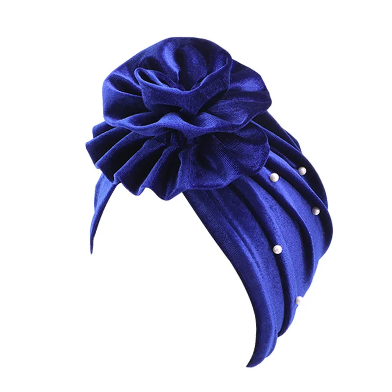 Новое поступление Вельветовая шляпа из бисера тюрбан с цветком женский