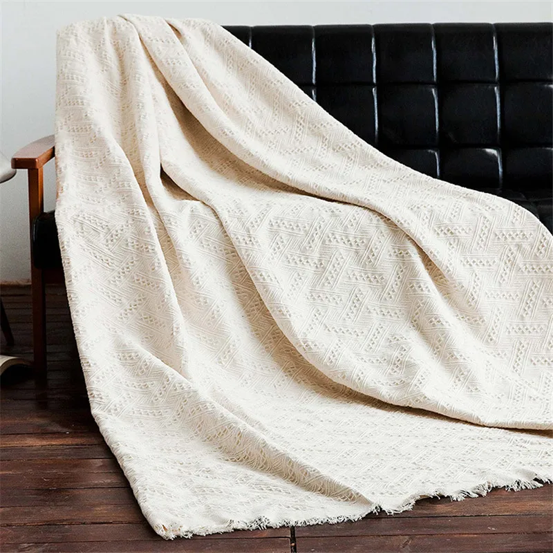 

Bubble Kiss Beige Solid Color Japanese Sofa Blanket Cotton Living Room Leisure Throw Blanket Anti-Slip Sofa Towel Blankets