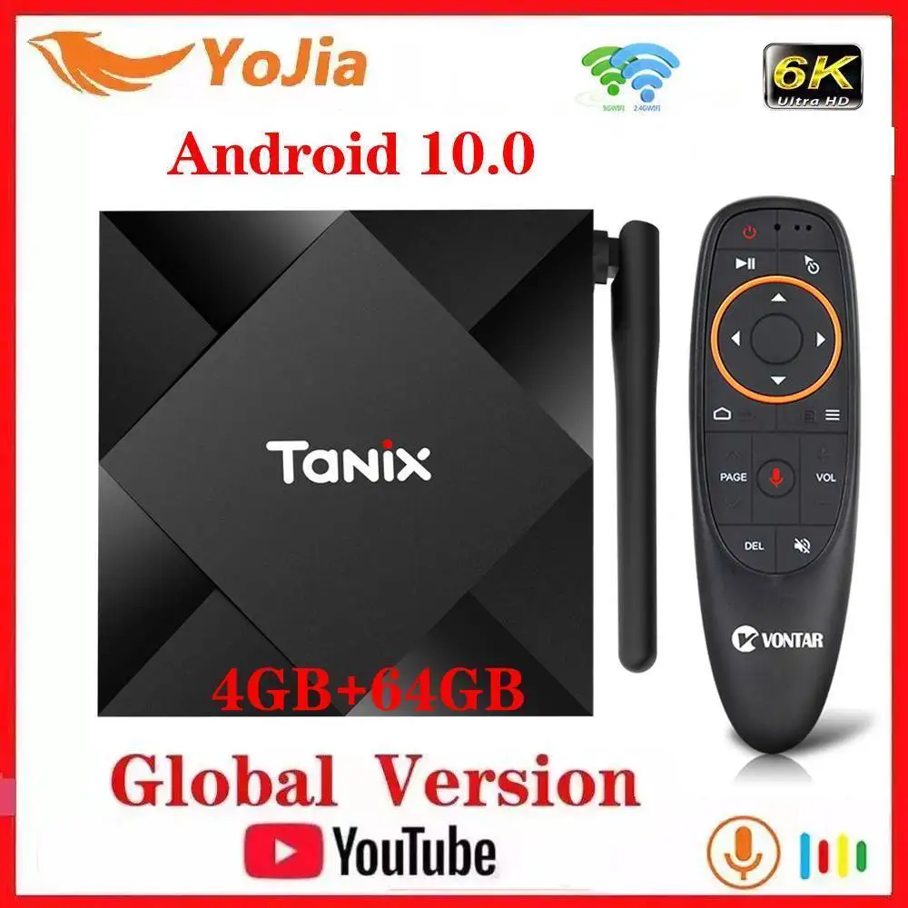 

ТВ-приставка Allwinner H616 Tanix TX6S Max, Android 10.0, 4 Гб ОЗУ, 64 Гб ПЗУ, четырехъядерный процессор, 6K Двойной Wi-Fi, TX6 медиаплеер, Youtube