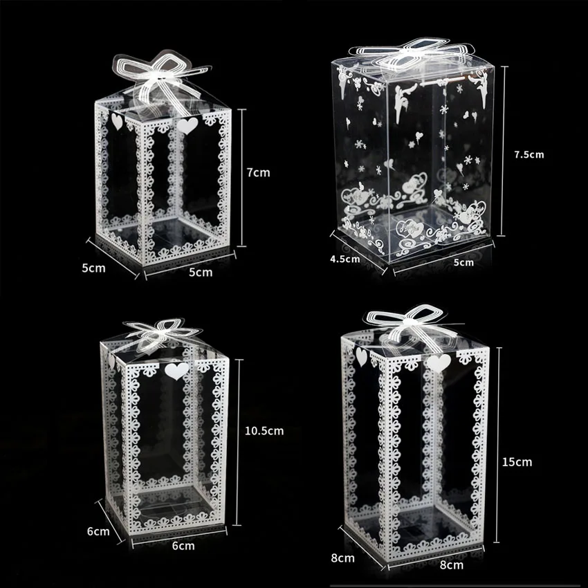 8*8*15 см белая кружевная Прозрачная ПВХ упаковочная коробка подарочные коробки