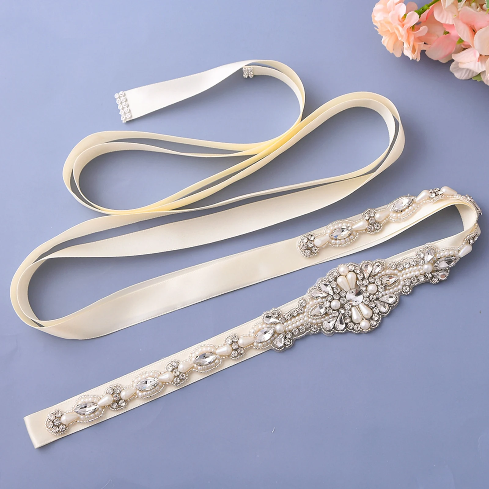 

Pearl Beaded Belts Wedding Sash Bridal Belts Jewelry Belt Woman Belts for Bridal Dress Rhinestone Applique Belt for Formal Dress