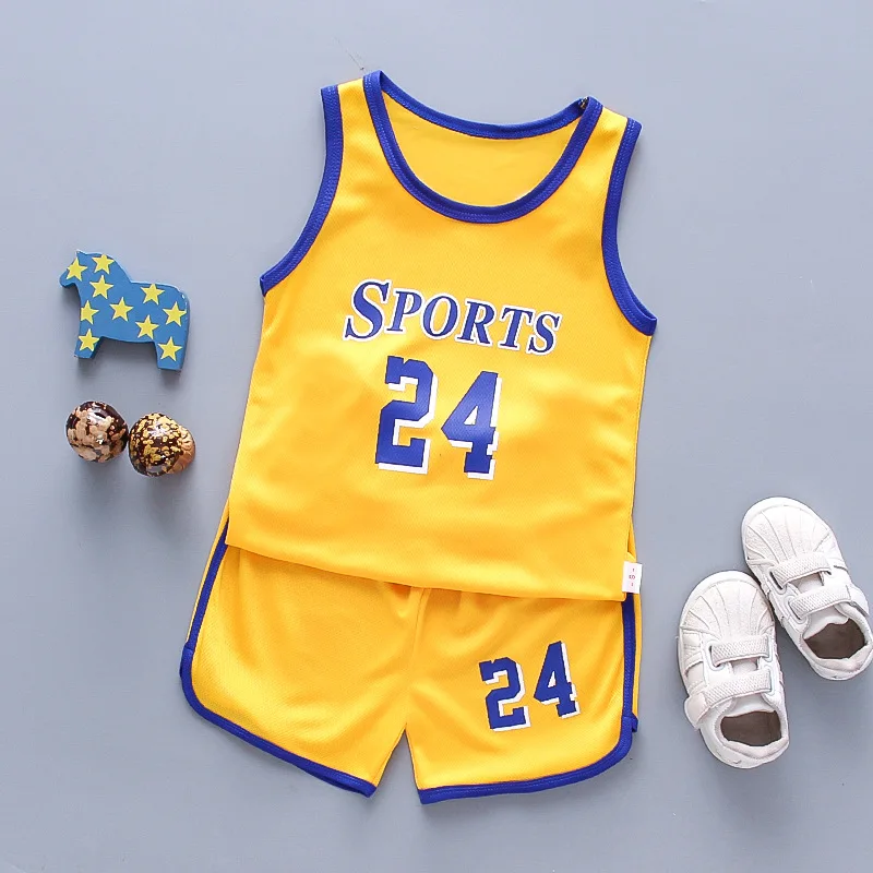 

Children's Clothes Summer Sleeveless Letters Ball Suit Girls And Boys Leisure Sports Vest + shorts 2pcs sets kids
