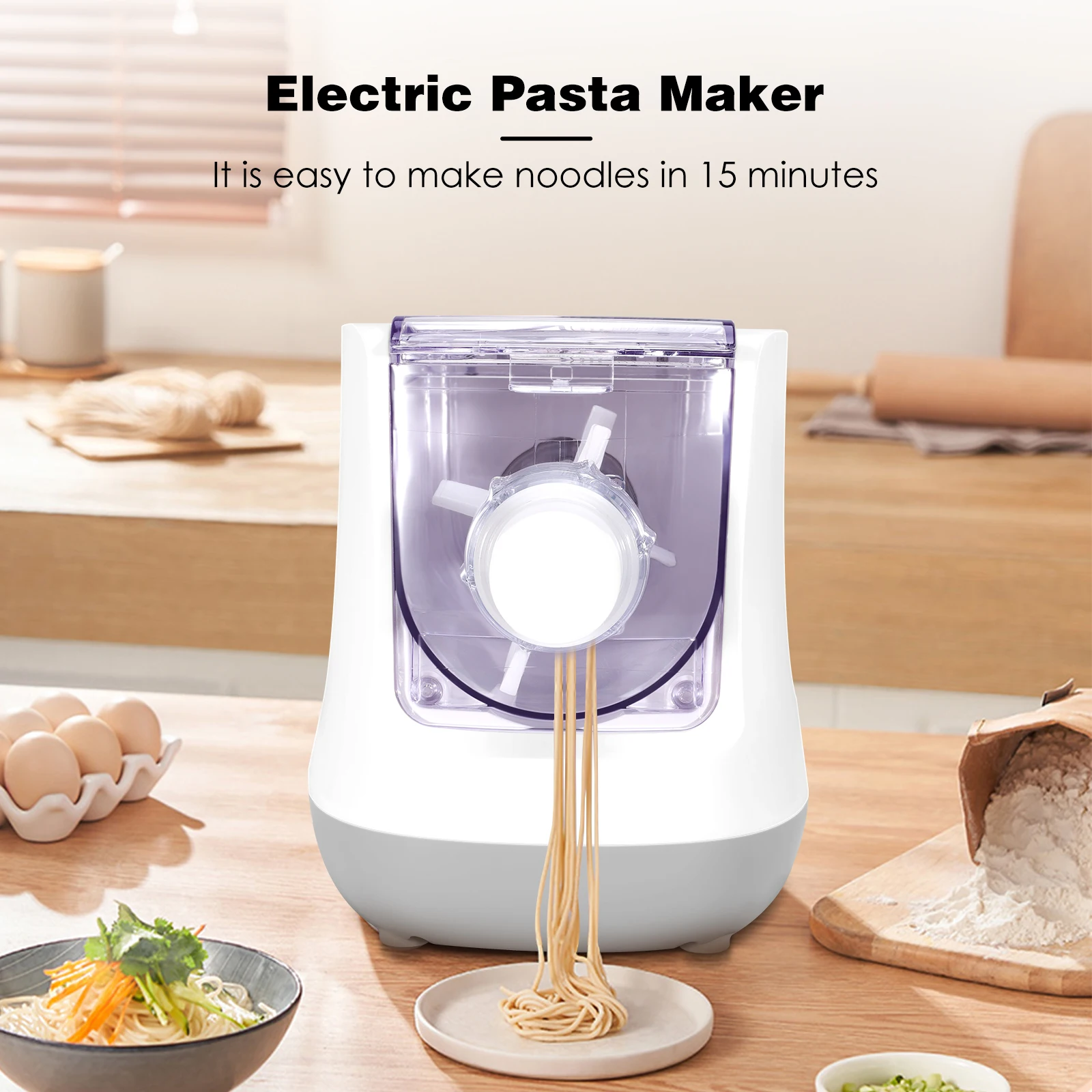 

Electric Pasta Maker 13 Molds Intelligent Noodle Machine with LCD Screen Making Spaghetti, Macaroni, Dumpling Skin In 15 Minutes