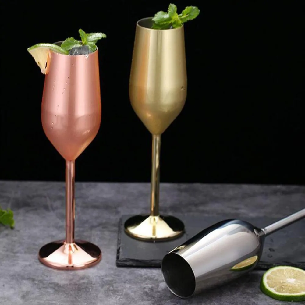 

200ml Stainless Steel Champagne Goblet Cup Wine Cocktail Beer Drinking Luxury Glass Metal Party Decor Drinkware Bar Restaurant