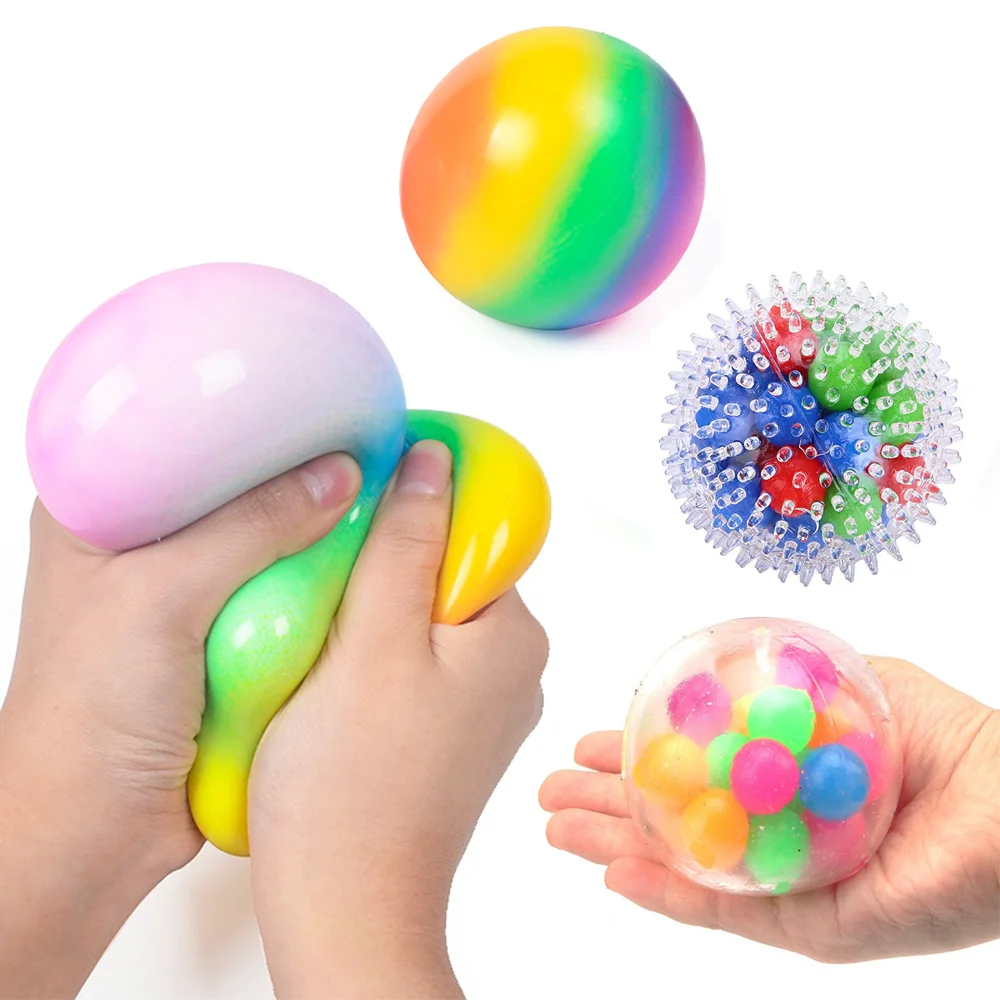 

Spongy Rainbow Ball Squishy Antistress Toys for Children Adults Squeezable Stress Reliever Funny Toy Decompression Juguetes Toys