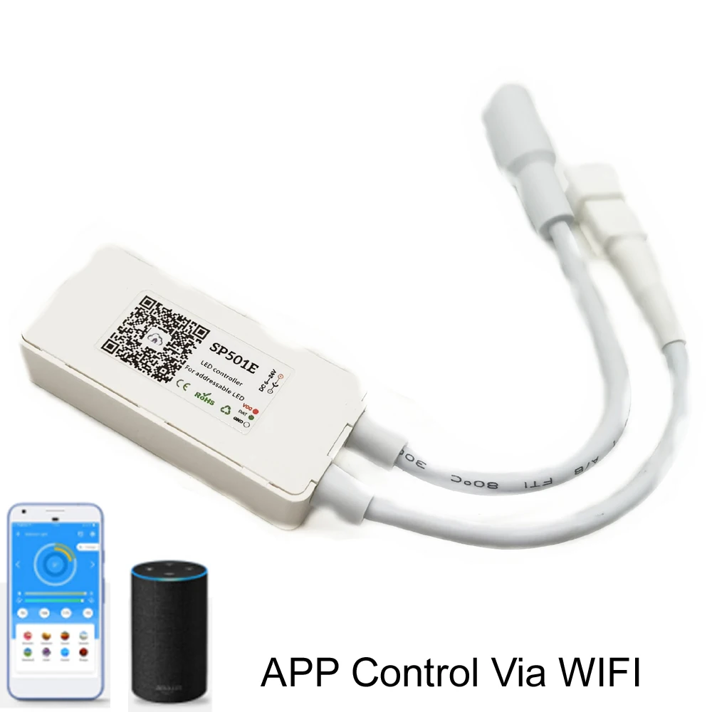 SP501E светодиодный Wifi светильник WS2812B контрольный Лер Адресуемая RGB полоса Amazon Alexa