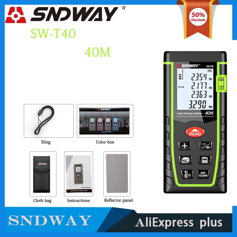 SNDWAY SW-T40 лазерный дальномер 40 м лазерная лента площадь объемное устройство