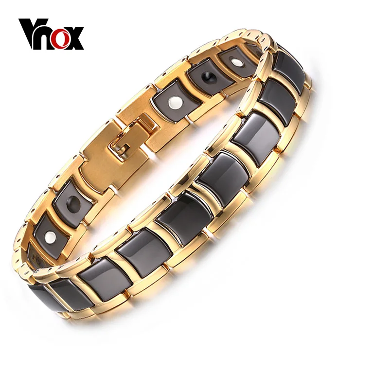 Vnox Одежда высшего качества Для Мужчин Магнитный браслет черный Керамика звено