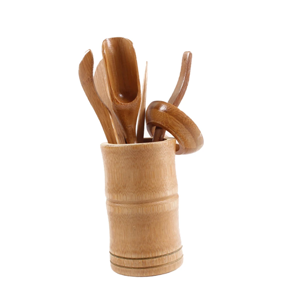 

6 Pieces Japanese Ceremonial Bamboo Tea Utensils 6Pcs Chinese Kungfu Tea Set