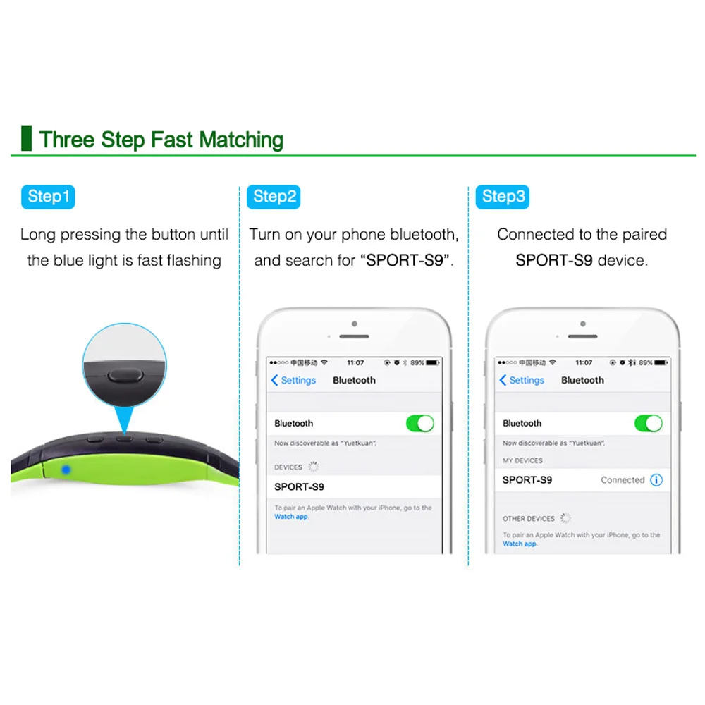 S9 беспроводные Bluetooth наушники с поддержкой TF/sd карты спортивные шейным ремешком