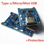 Литиевая батарея TP4056 18650 1 шт. Great IT 5 в 1 а Micro USB 3. 0 Type-c, зарядная плата, модуль зарядного устройства + Двойная функция защиты TP4056 18650
