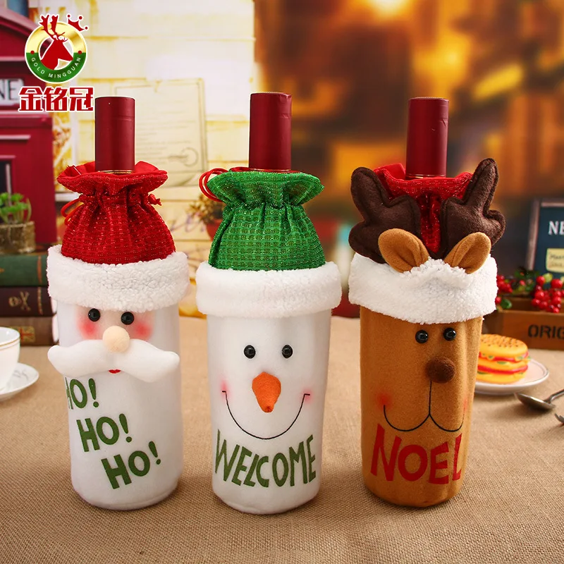 Год подарок Санта Клаус винная бутылка пылезащитный чехол Xmas Noel рождественские украшения для дома Navidad декор для обеденного стола
