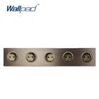Wallpad L6 5 Way коричневый EU настенная розетка Quintuple электрическая розетка Schuko матовая алюминиевая панель 430*86 мм