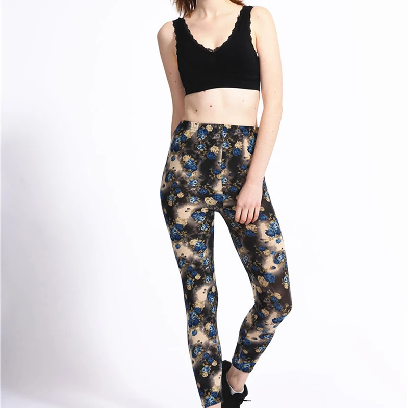 

Summer Women Pants Color Floral Printed Trousers Elastic Mid Waist Pants Simple Breathable Comfortable Trousers S-2XL