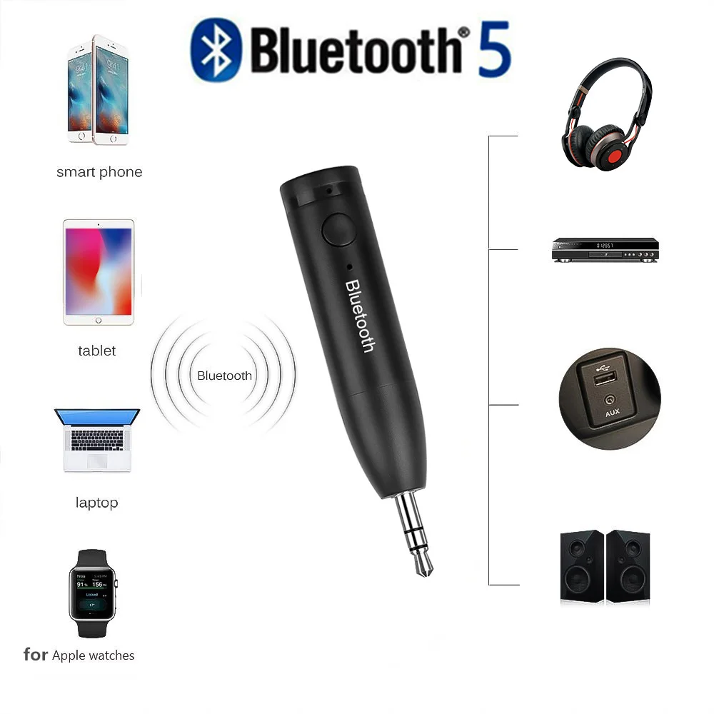 Bluetooth приемник 5 0 Aux 3 мм аудиоприемник беспроводной музыкальный адаптер
