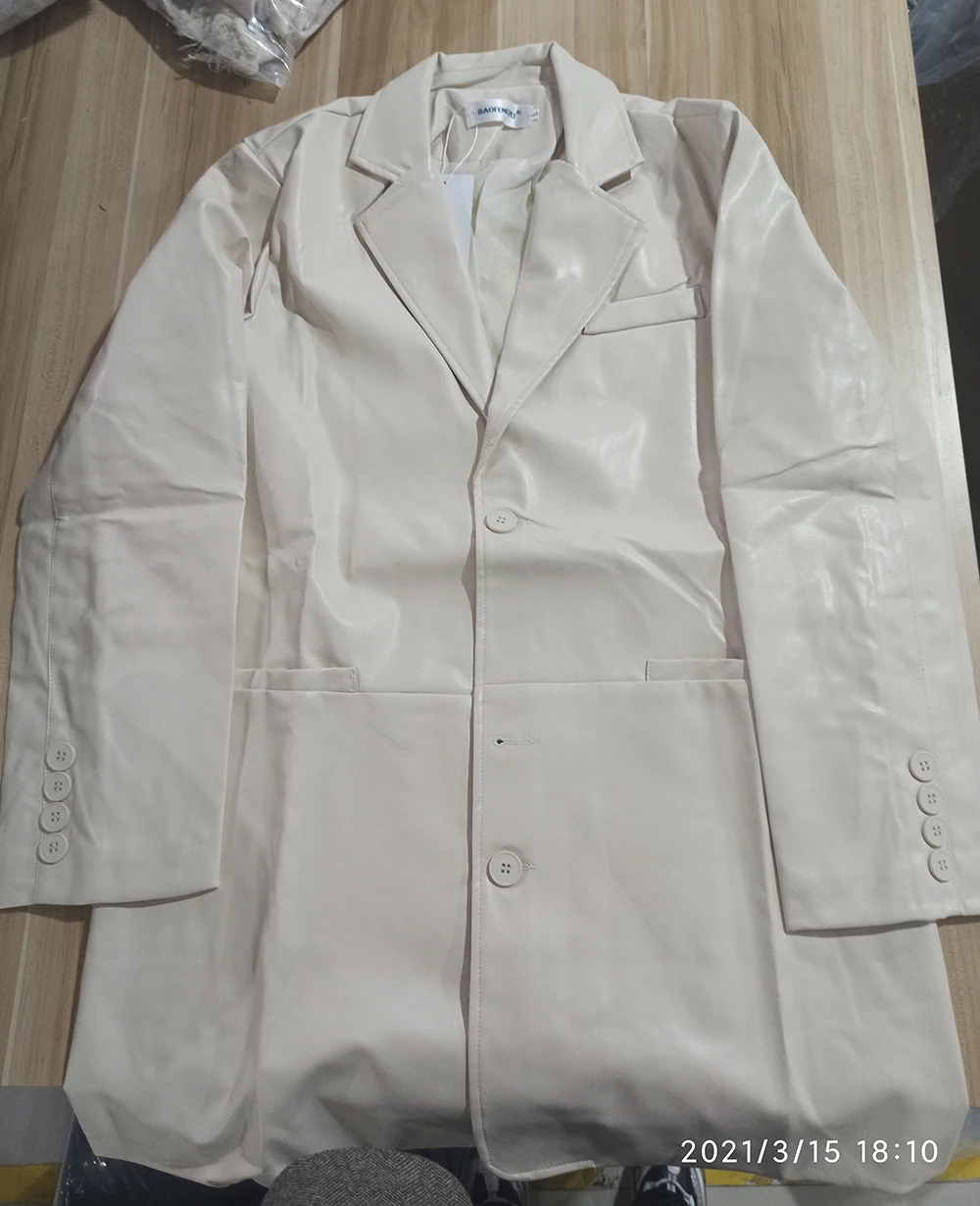 

IEFB /men's Wear Spring Autumn PU Leather Notched Collar Blazers Male 2021 New Loose All-match Single Breasted Suit Coat 9Y3988