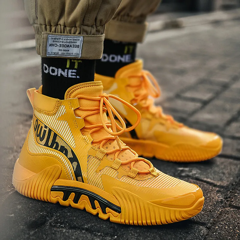 

2021 Fashion Yellow Basketball Shoes Men Original High Top Superstar Shoes Sport Basket Sneakers Breathable zapatos baloncesto