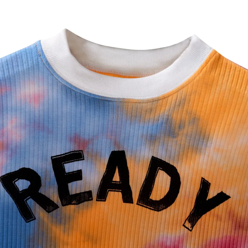 

Baby Boy Letters Print Tie Dye Sweatshirts Children Letters Print Tie Autumn Kids Casual Toddler Blouse Long Sleeve Outerwear