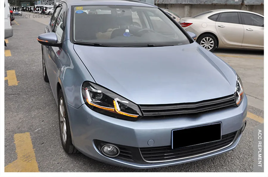 2 шт. светодиодный фары для VW Golf 6 2010-2013 Светодиодный Автомобильные фары ангельские глазки комплект ксеноновых фар, Высокопрочная конструкция протовотуманная подсветка Габаритные огни