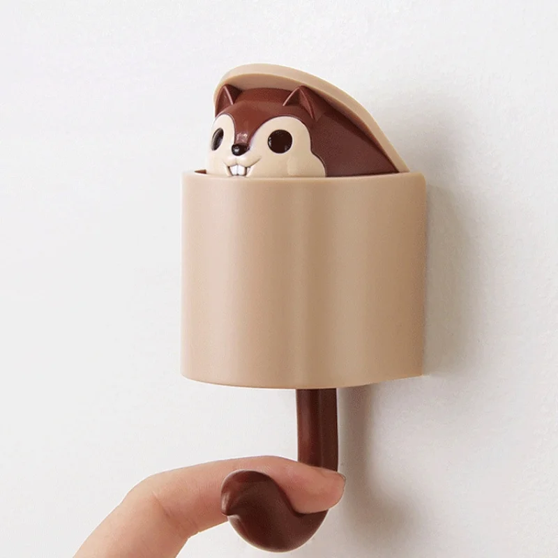 

Cute Squirrel Decorative Hooks Key Holder Wall Mounted Adhesive Coat Hanger Hat Rack Sundries Organizer Wall Accessories