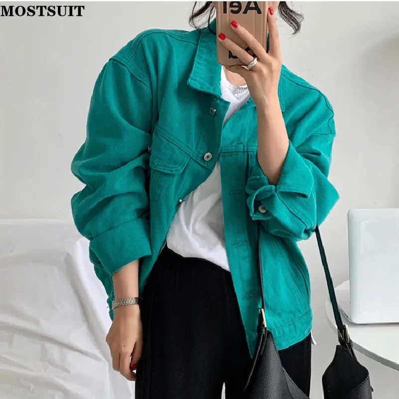 

Casual Solid Women Jacket Coat Spring Autumn Full Sleeve Turn-down Collar Tops Korean Streetwear Fashion Loose Jacket 2022