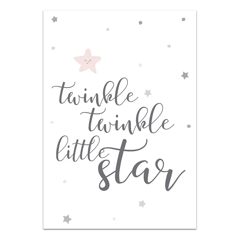 

Pink Moon Cartoon Elephant Child Poster Nursery Quotes Print Canvas Art Wall Painting Nordic Kid Baby Girl Room Decor Pictures