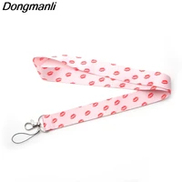 pc223 sexy red lips keychain lanyards id badge holder id card pass gym mobile phone usb badge key holder