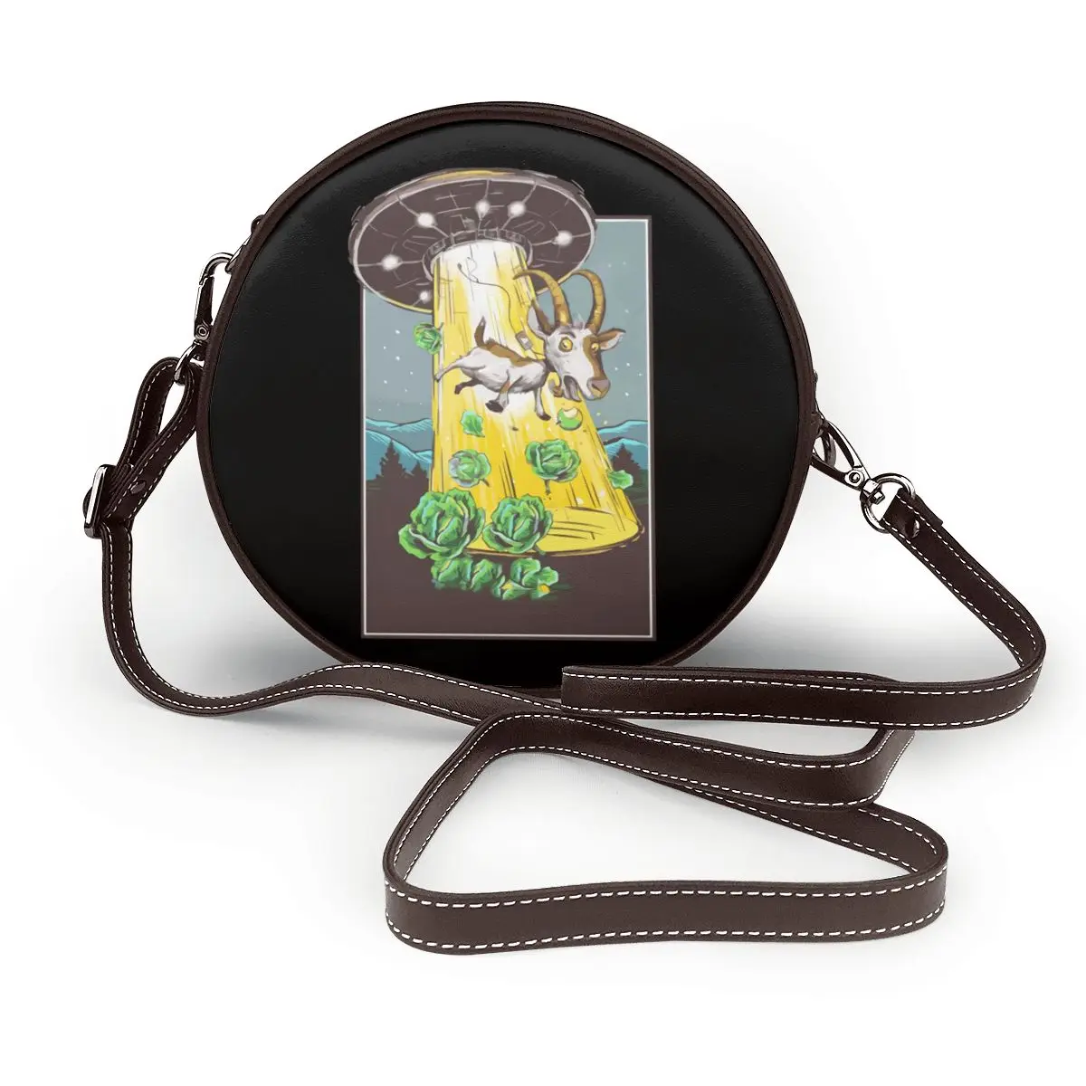 

I Want To Believe Shoulder Bag School Leather Round Bag Student Fashion Reusable Purse