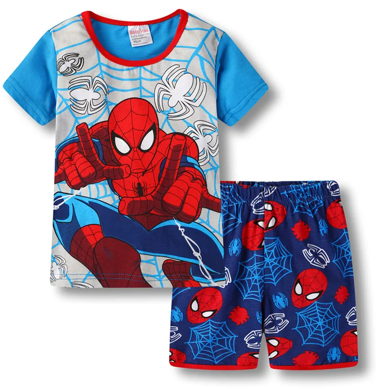 

Disney Spiderman Kids Baby Pajamas Set Summer Cotton Children Short Sleeve Sleepwear Cartoon Spiderman Boys Kids Clothes Girls