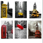 Лондонский пейзаж Парижа плакаты телефонная будка зонтик автобус печать картины настенное Искусство Декор картины холст для гостиной