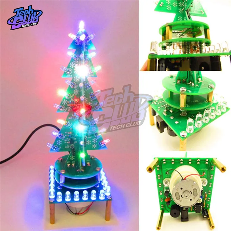Вращающийся красочная Музыкальная Рождественская елка DIY модуль комплект