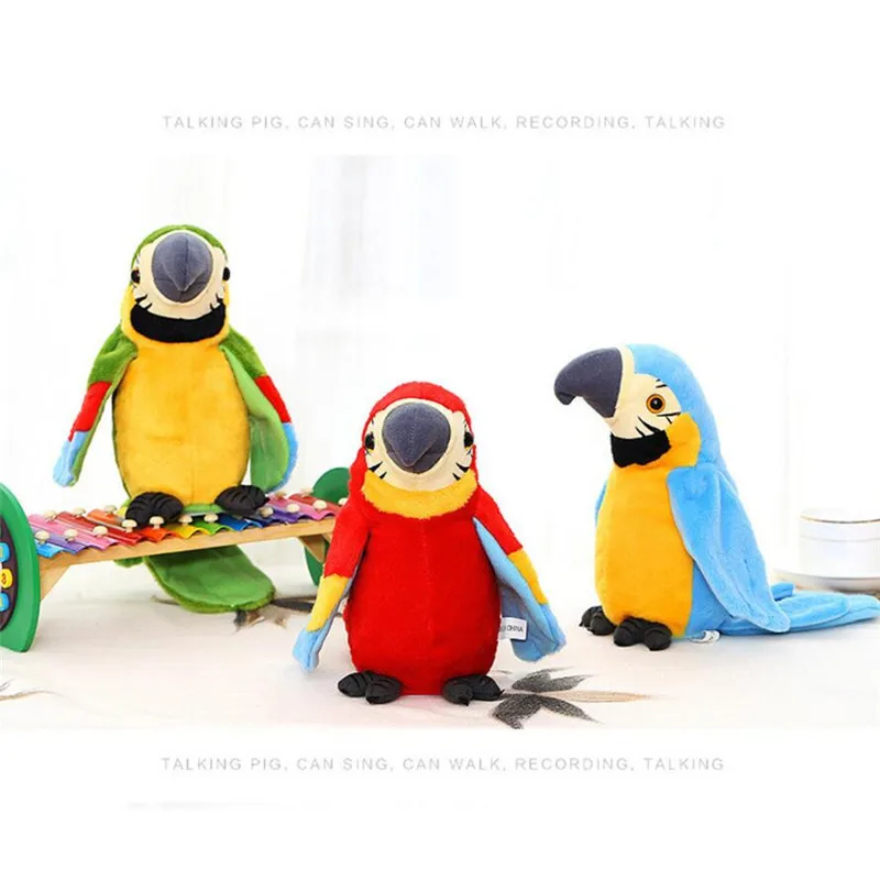 Электрический говорящий попугай плюшевый с записью имитация попугая набивная