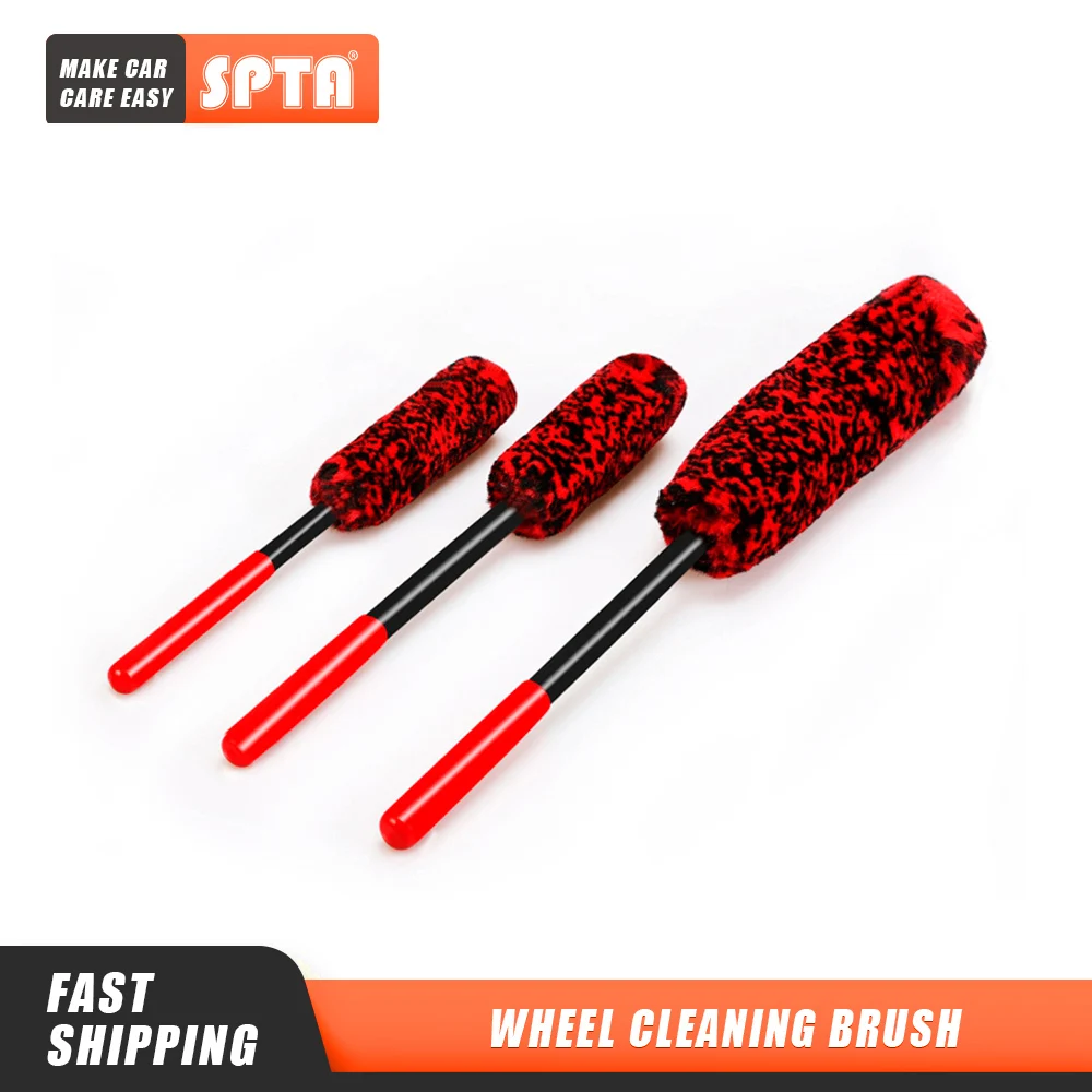 

(Bulk Sale) SPTA Auto Car Wheel Hub Cleaning Brush Flexible Long Handle Premium Wool Car Rim Brushes Car Tire Cleaning Brush