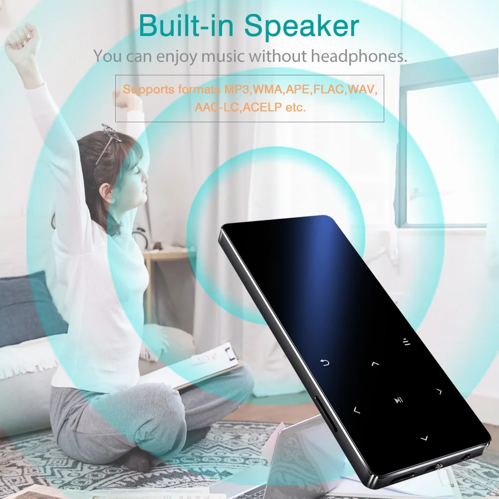REDANT MP3-плеер с Bluetooth динамиком сенсорный ключ Встроенный 8 Гб 16 Гб HiFi Металлический Мини Портативный Walkman с радио FM Запись