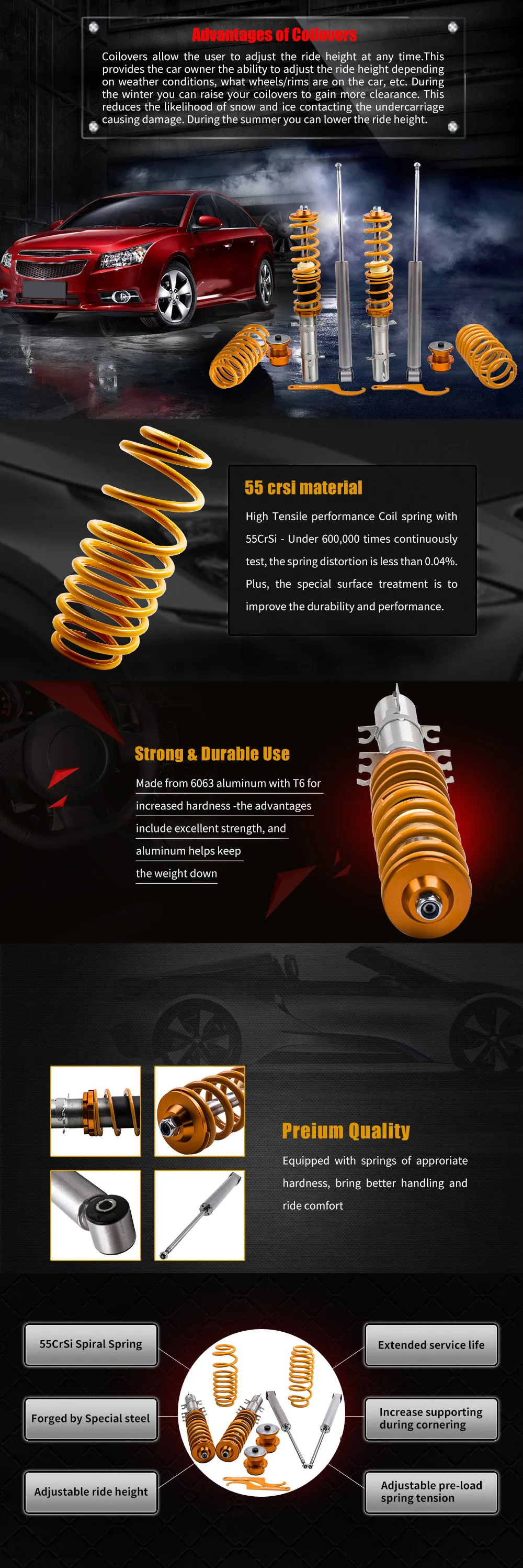 Понижающая Подвеска для Фольксваген Гольф MK4 1,9 TDi FWD высота Adj. Для AUDI TT MK1 8N 1998-2006 амортизирующая стойка