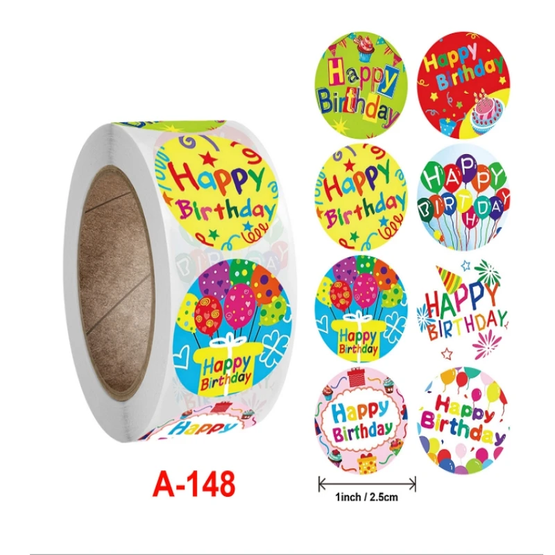 

500pcs Birthday Thank You Stickers 8 designs for Wedding Favors and Party Handmade Stickers Envelope Seal Stationery Sticker