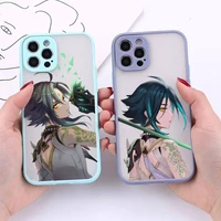 xiao genshin impact fashion matte shockproof phone case for iphone 12 11 pro xs max xr x 8 7 plus camera protection bumper cover