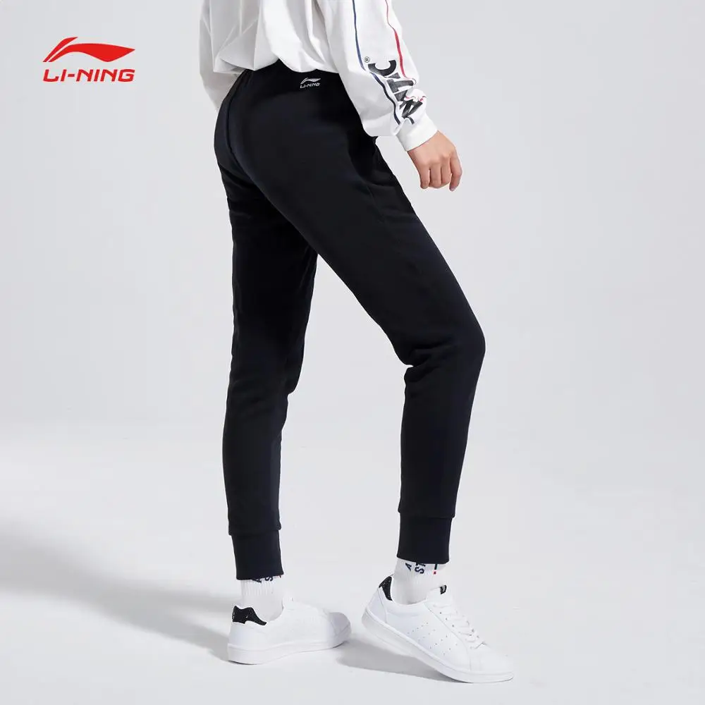 Li-Ning, женские трендовые укороченные штаны, теплые, флисовые, обычные, 62% хлопок, 38% полиэстер, подкладка, спортивные штаны, брюки AKLN702 COND18