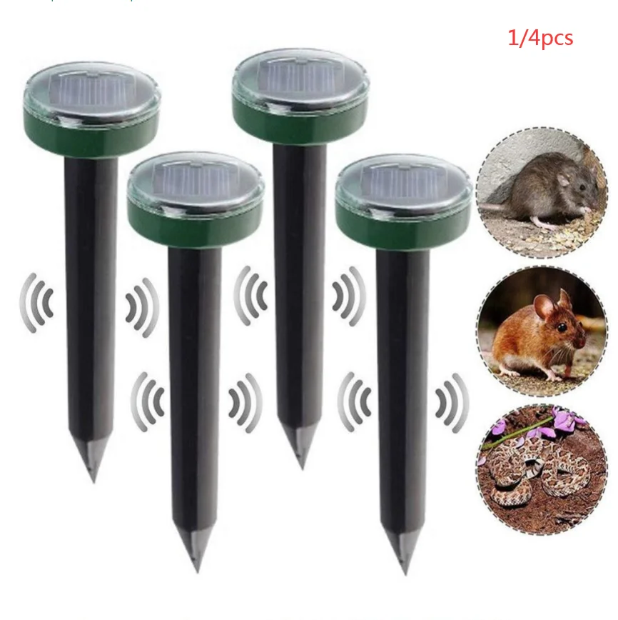 

1/4pc Solar Powered Ultrasonic Sonic Snake Bird Mosquito Mouse Mole Pest Rodent Repeller Repellent Yard Outdoor Lamp Yard Garden