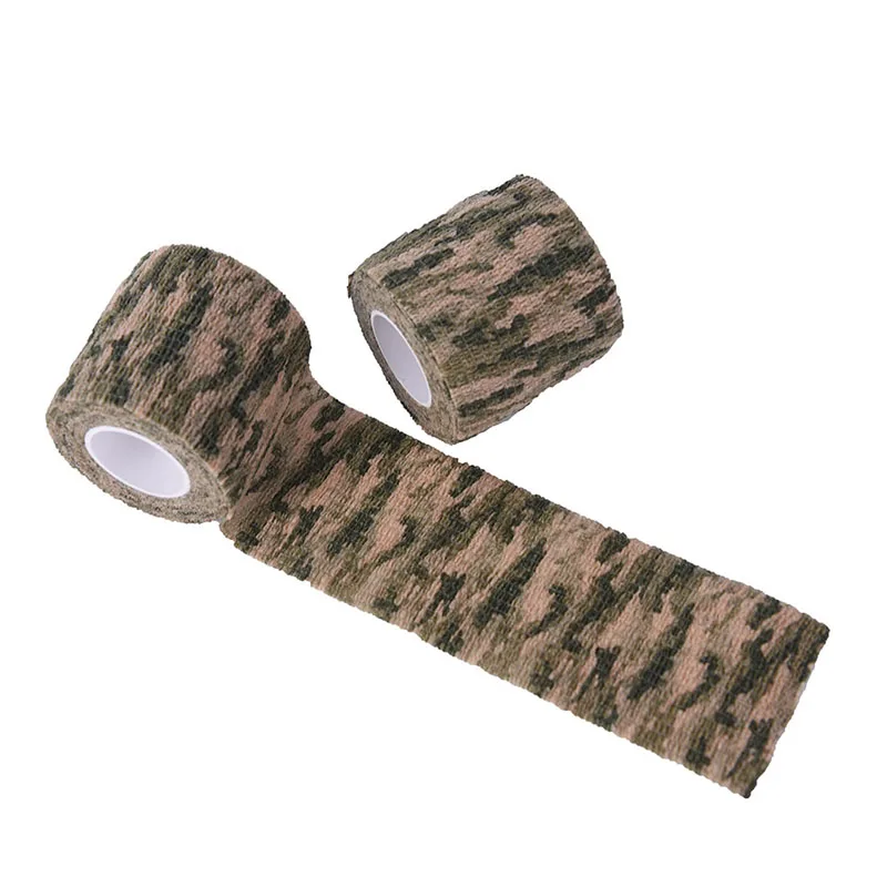 

2Pcs 5cm x 450cm Roll Camouflage Wrap Bandage 4.5M Self-Adhesive Gun Decor Military Stretch Medical Bandage Camouflage Tape
